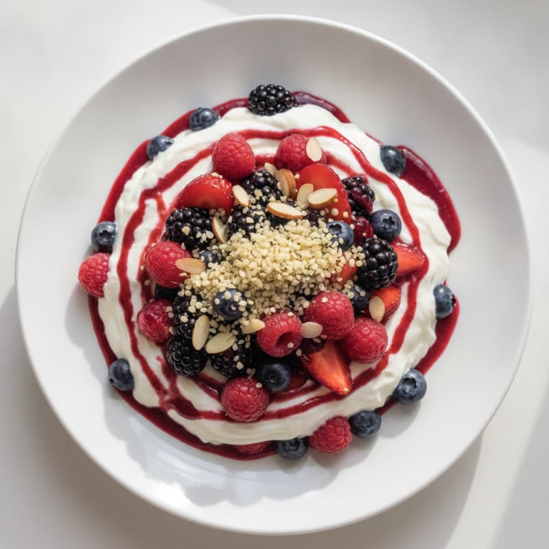 Greek Yogurt Protein Parfait with Mixed Berries