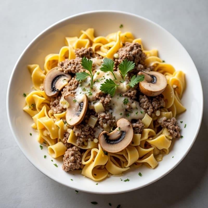 Creamy Lean Beef and Mushroom Noodles
