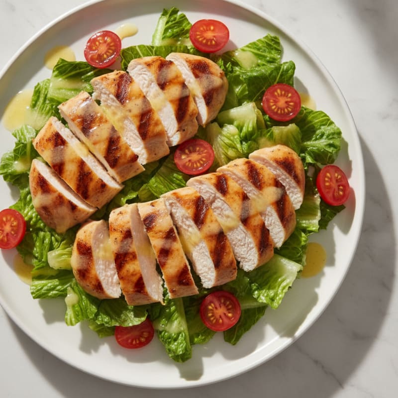 Grilled Chicken Breast with Crisp Romaine and Cherry Tomatoes