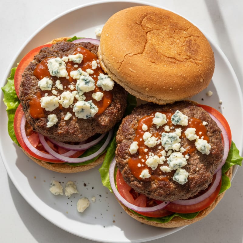Buffalo Blue Cheese Beef Burgers