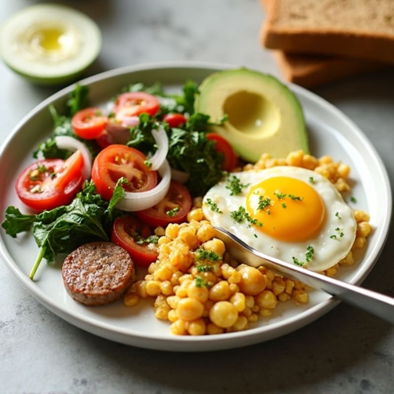 Egg White Veggie Scramble with Turkey Sausage