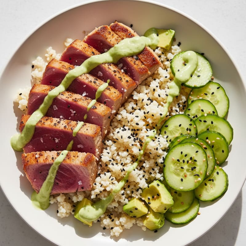 Pan-Seared Ahi Tuna with Zesty Wasabi Mayo