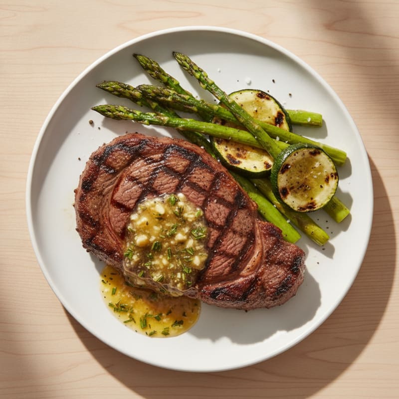 Grilled Ribeye with Garlic-Herb Butter