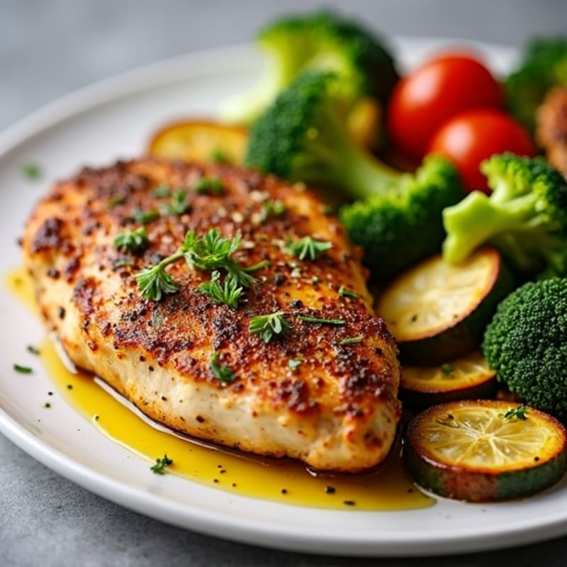 Herb-Crusted Pan Seared Chicken with Roasted Vegetables