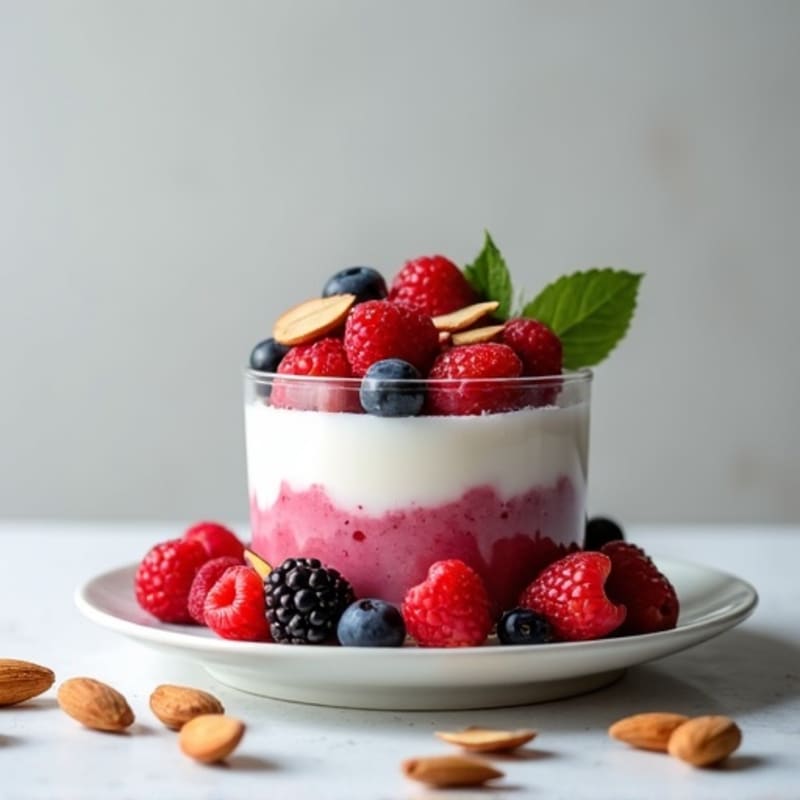 Greek Yogurt Protein Parfait with Mixed Berries and Almonds