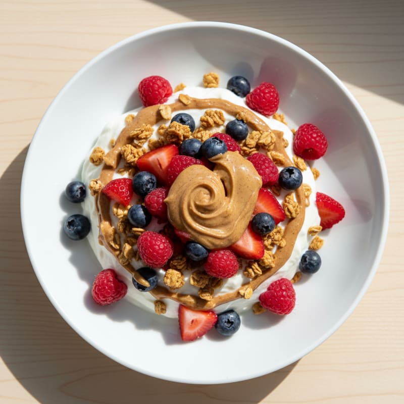 Creamy Greek Yogurt Bowl with Mixed Berries and Almond Butter