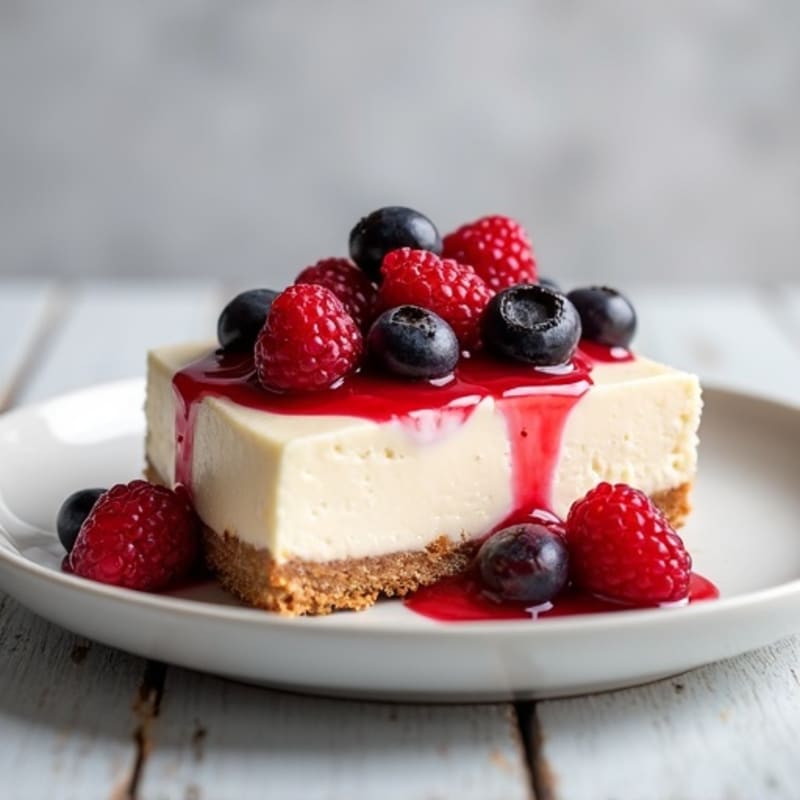 Cottage Cheese Protein Cheesecake with Berry Compote