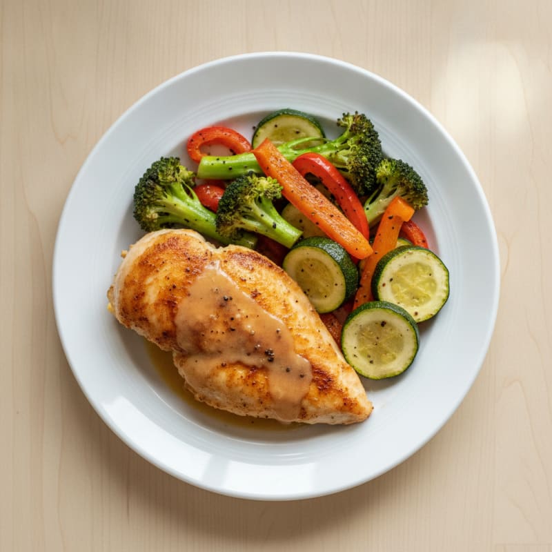 Crispy Pan-Seared Chicken with Roasted Vegetables