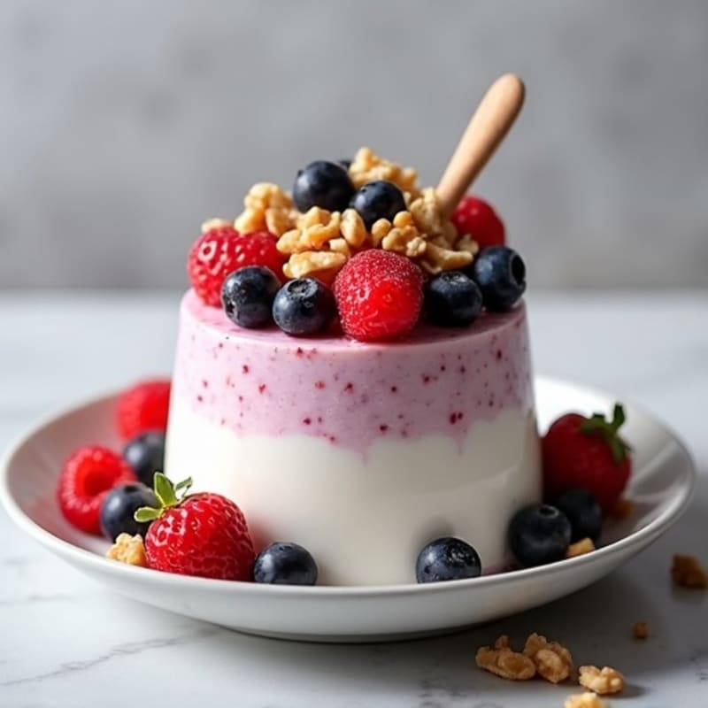 Greek Yogurt Protein Pudding with Mixed Berries