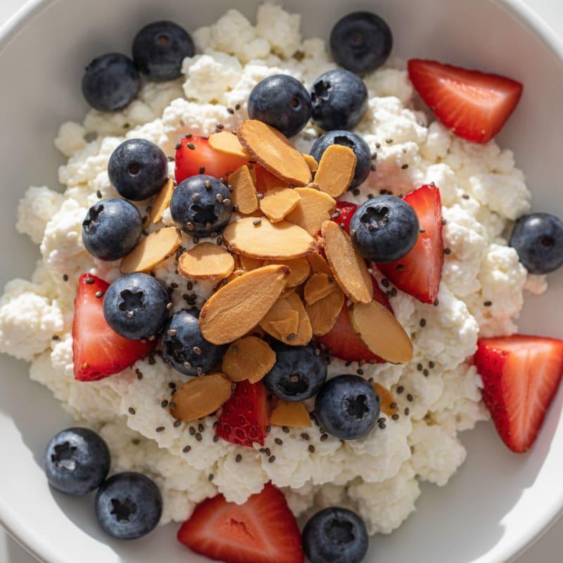 Cottage Cheese and Berry Protein Bowl with Almonds