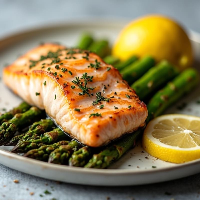 Lemon-Herb Roasted Salmon with Roasted Asparagus