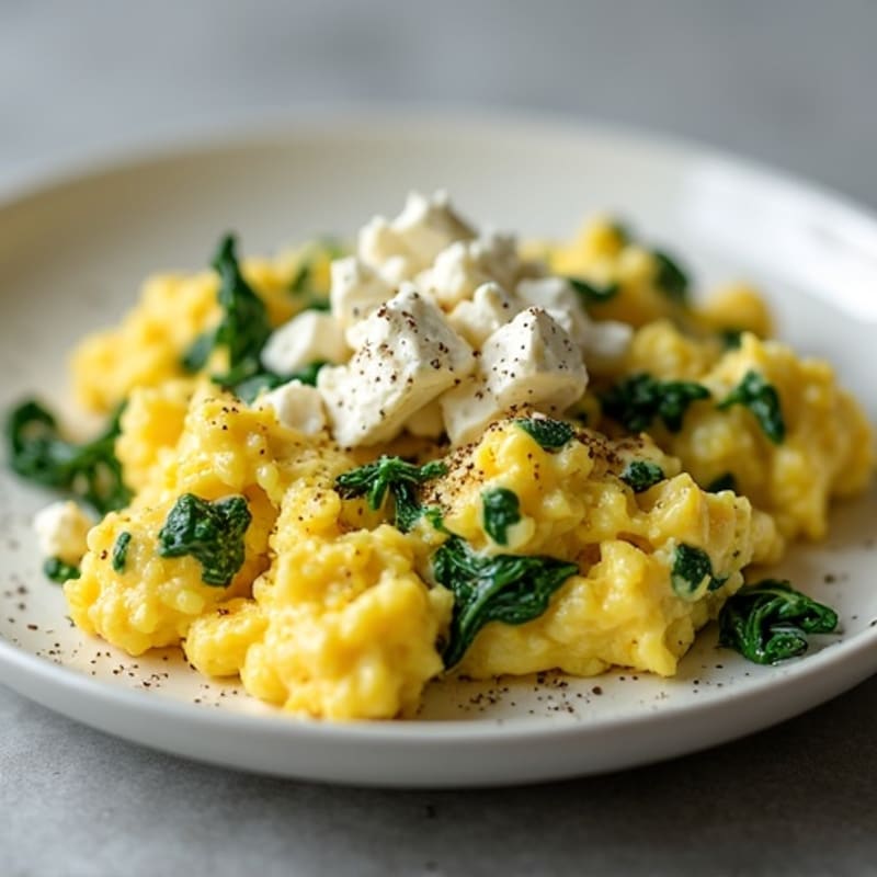Creamy Scrambled Eggs with Spinach and Feta