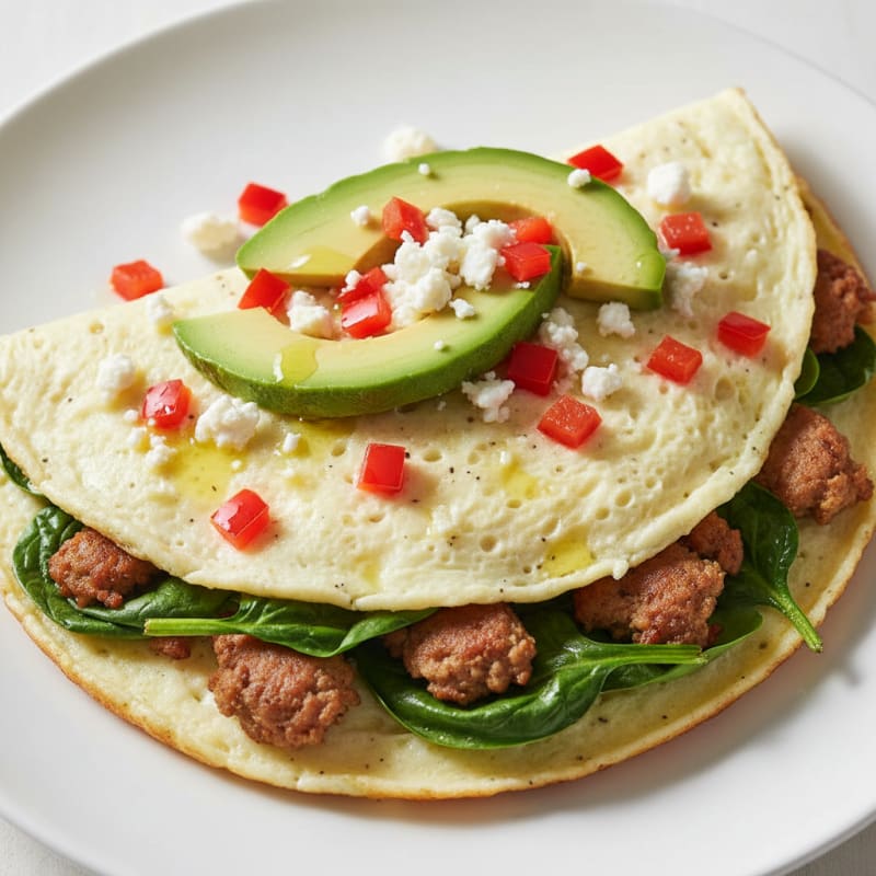 Egg White Omelette with Spinach and Turkey Sausage