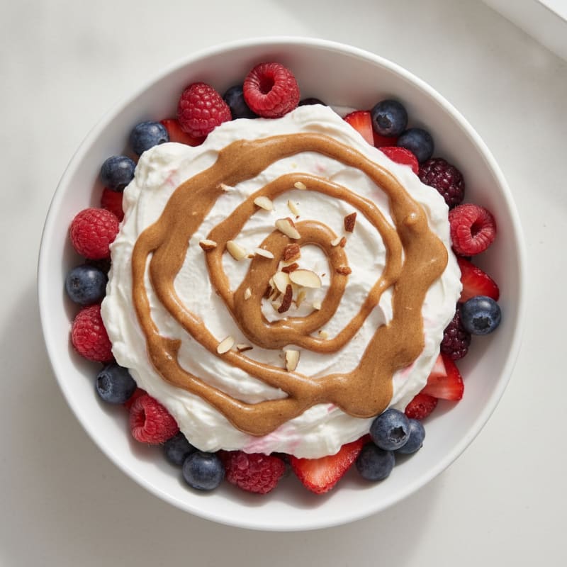 Greek Yogurt Protein Parfait with Mixed Berries and Almond Butter
