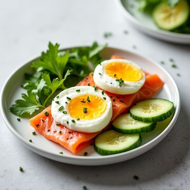 Smoked Salmon Protein Plate with Creamy Chive Spread and Fresh Vegetables
