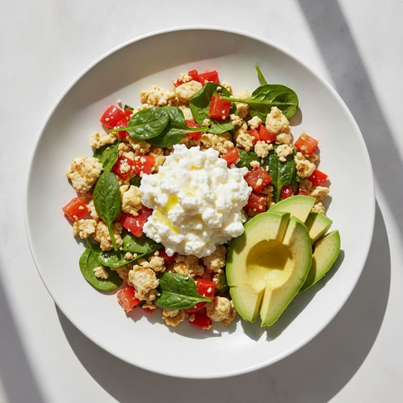 Egg White Veggie Scramble with Cottage Cheese