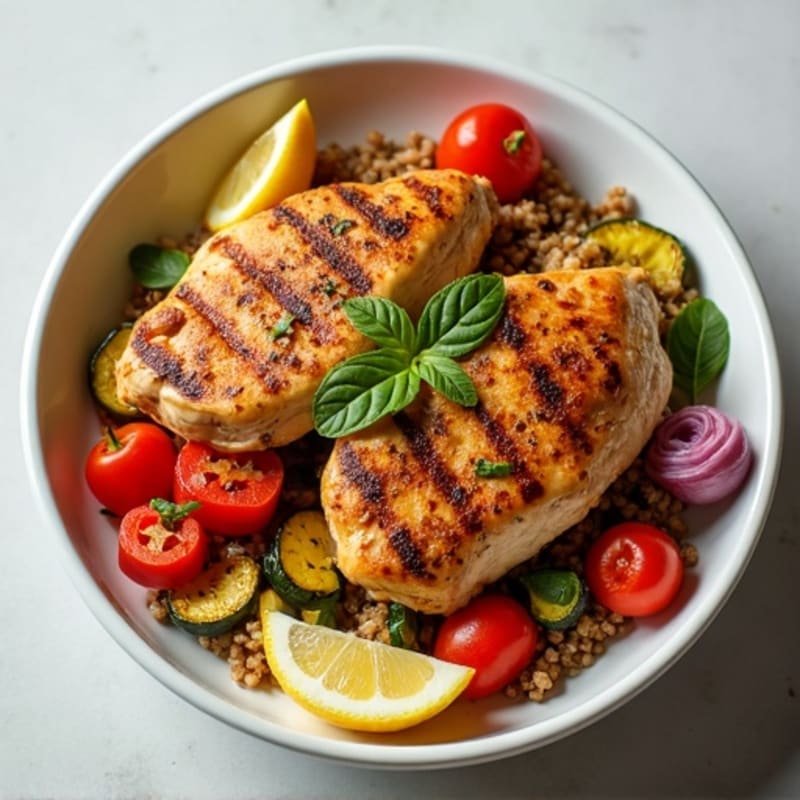 Herb-Spiced Chicken Shawarma Bowl with Roasted Vegetables