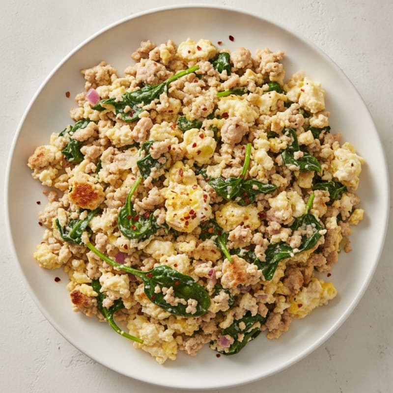 Egg White and Turkey Spinach Scramble