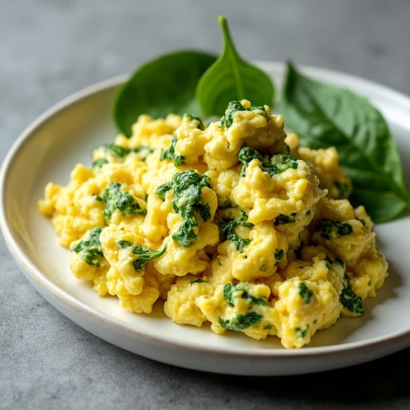 Fluffy Herb-Whipped Scrambled Eggs with Spinach