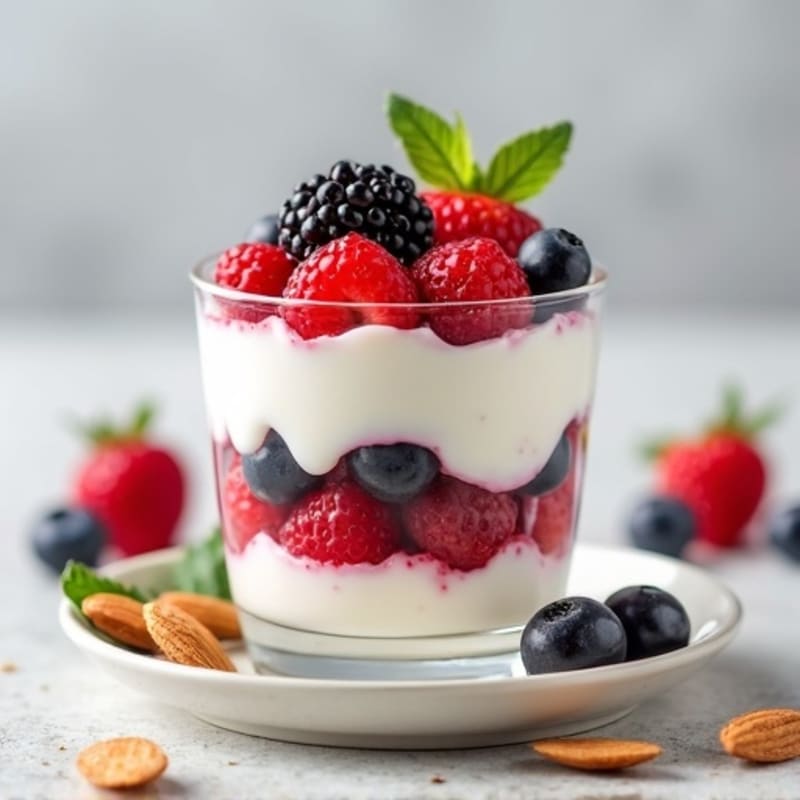Greek Yogurt Protein Parfait with Berries and Almonds