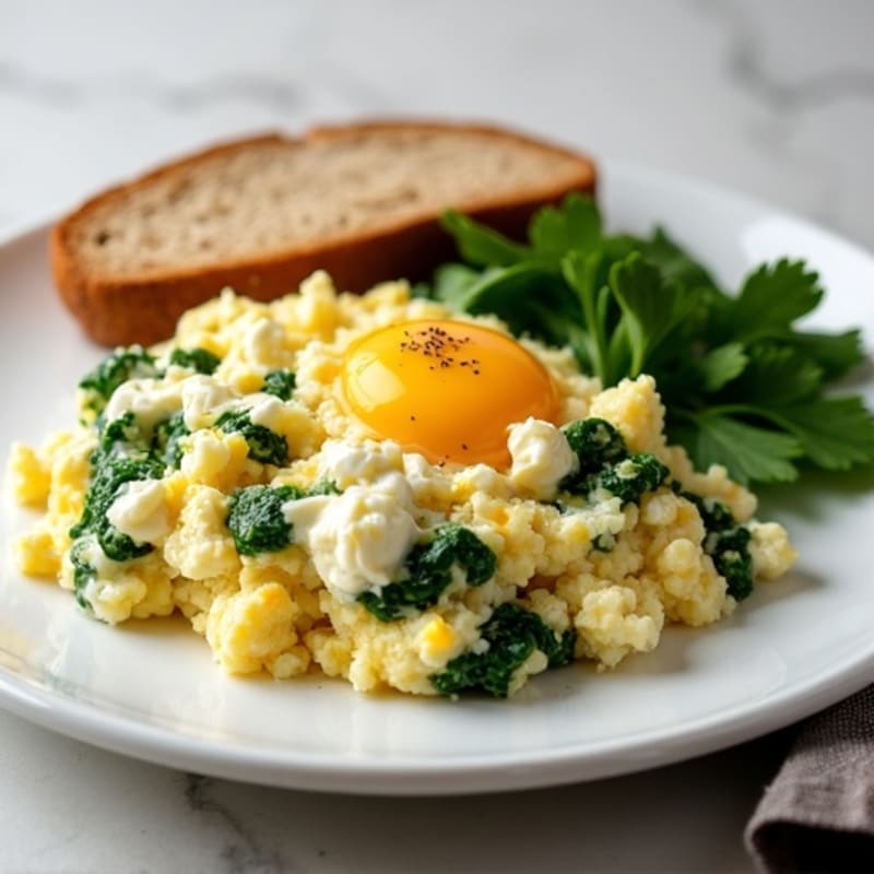 Egg White Scramble with Spinach and Cottage Cheese