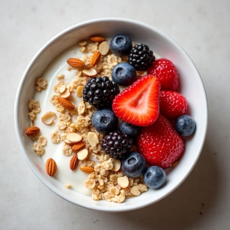 Creamy Protein Oatmeal with Fresh Berries and Crunchy Nuts