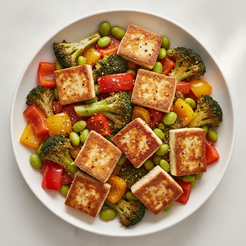 Pan-Seared Tofu with Roasted Vegetables