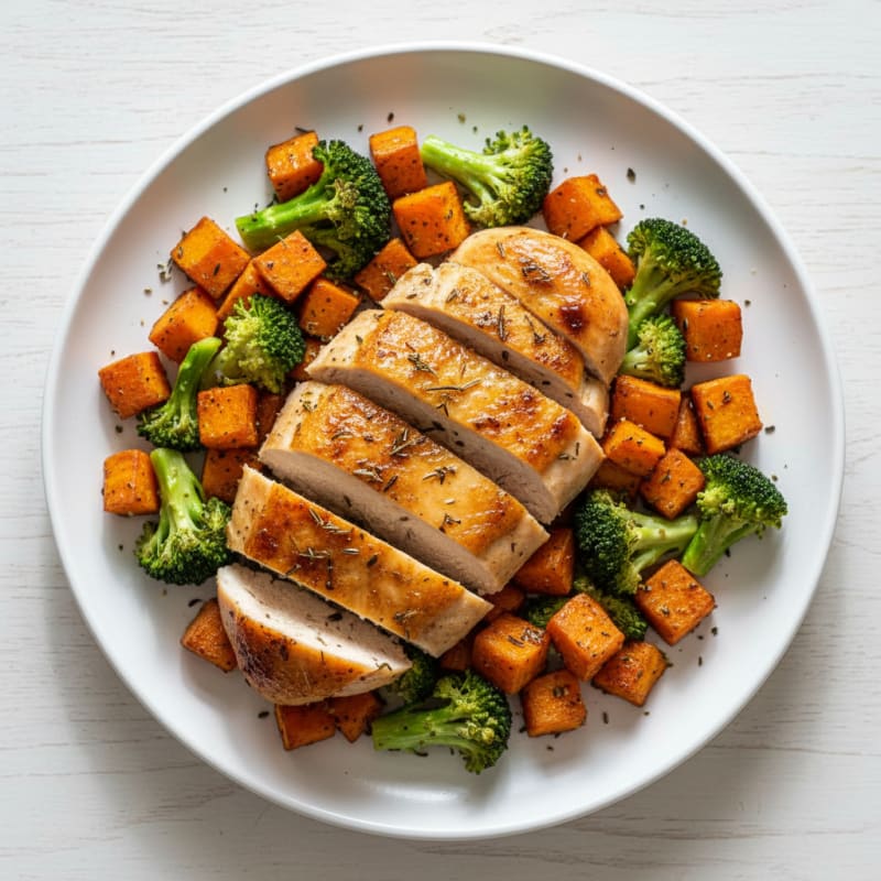 Golden Herb-Roasted Chicken and Sweet Potatoes