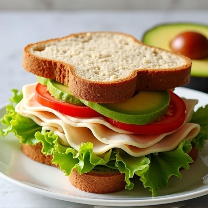 Fresh Turkey and Creamy Avocado Whole Wheat Sandwich