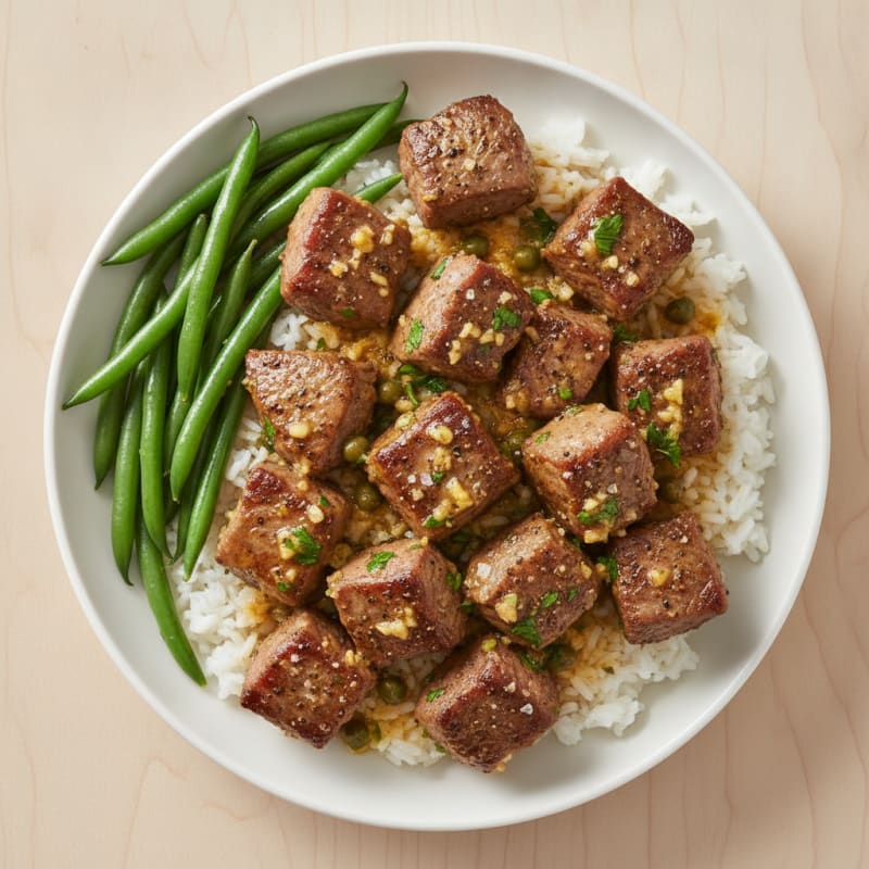 Pan-Seared Beef Tips with Tangy Herb Sauce