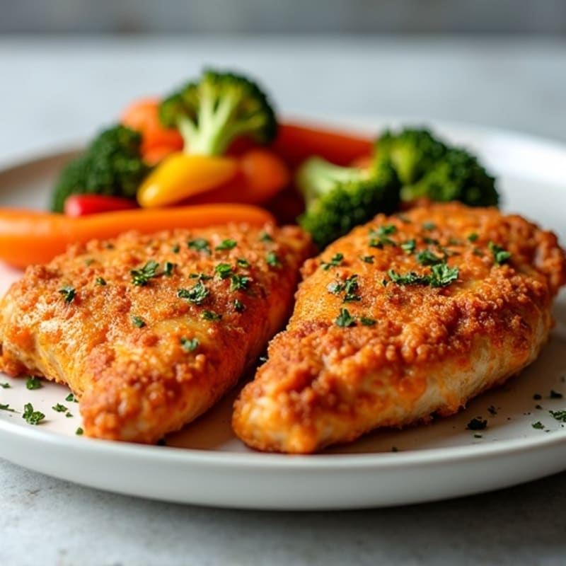 Crispy Baked Buffalo Chicken with Roasted Vegetables