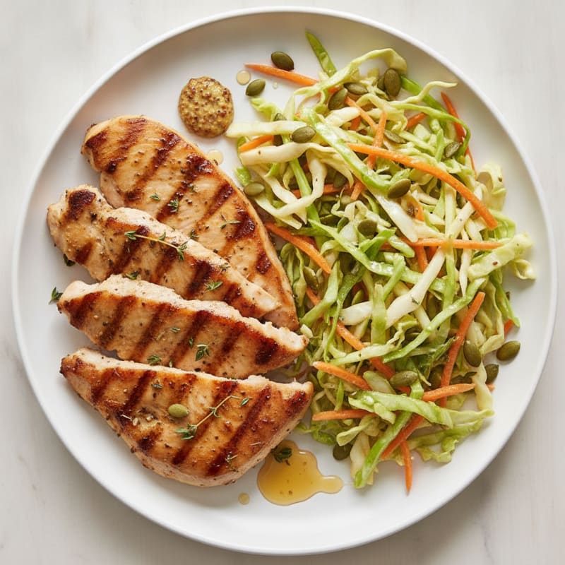 Grilled Turkey Breast with Crunchy Cabbage Slaw