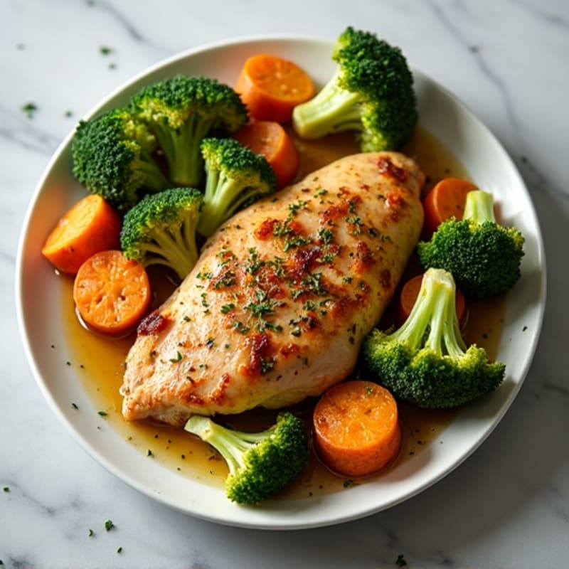 Sheet Pan Roasted Chicken with Broccoli and Sweet Potato