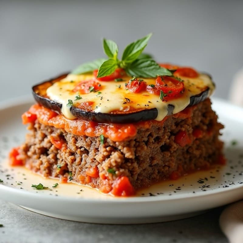 Creamy Layered Eggplant and Ground Lamb Bake