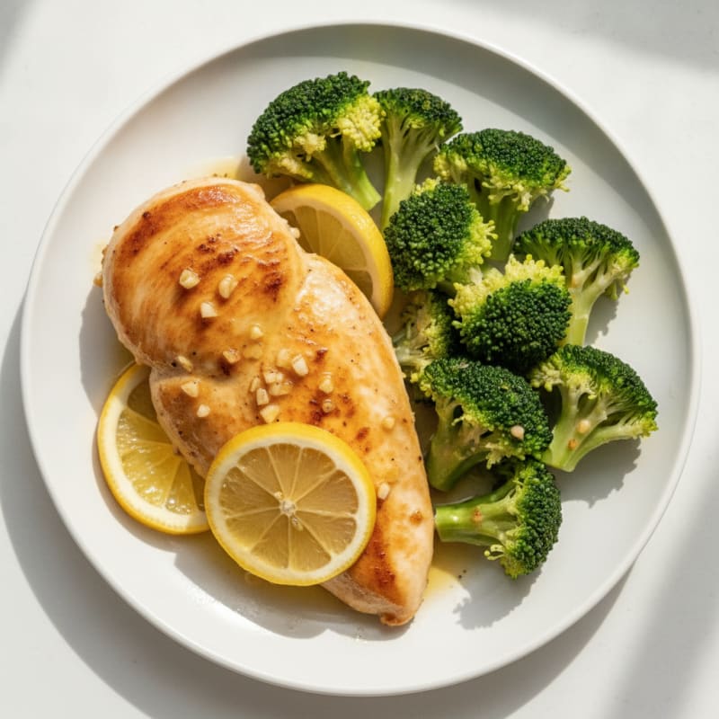 Citrus-Garlic Chicken Breast with Steamed Broccoli