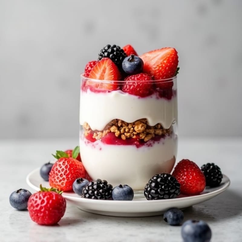 Greek Yogurt Protein Parfait with Mixed Berries