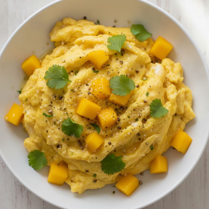 Mango Scrambled Eggs with Fresh Herbs