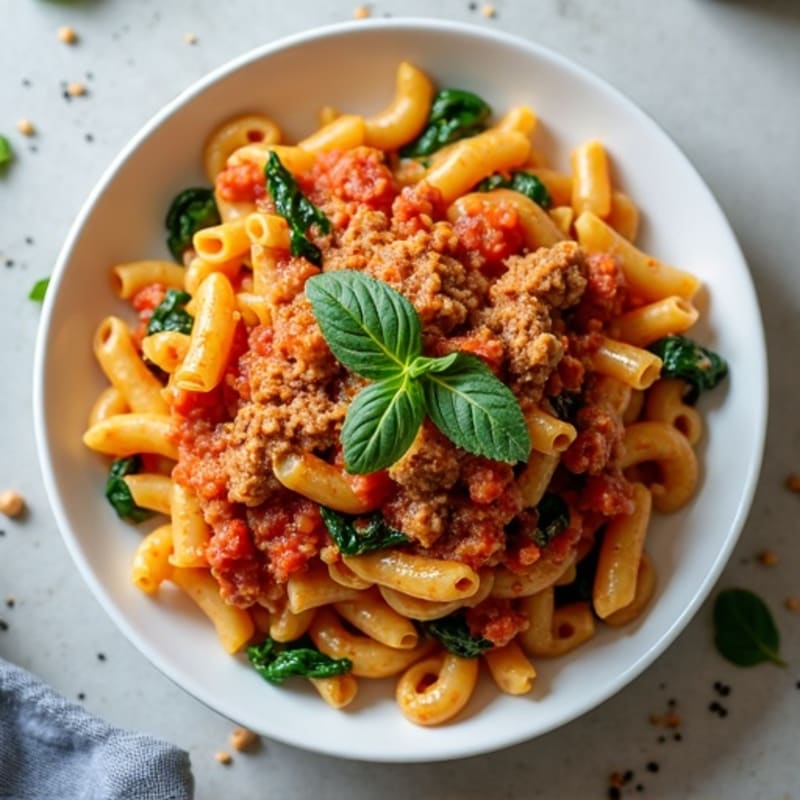 Creamy High-Protein Turkey Bolognese with Chickpea Pasta