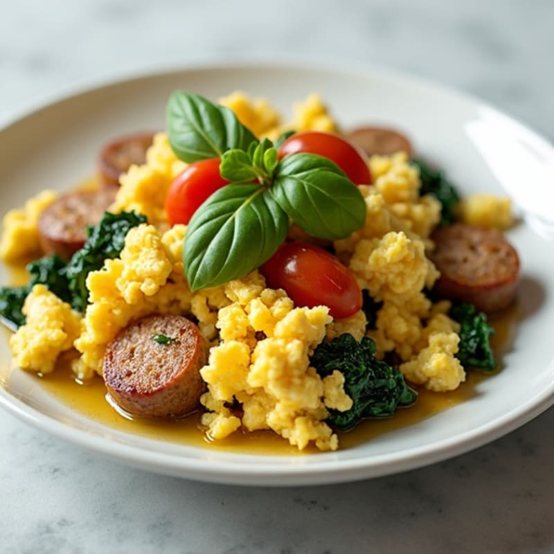 Egg White and Turkey Sausage Scramble with Spinach