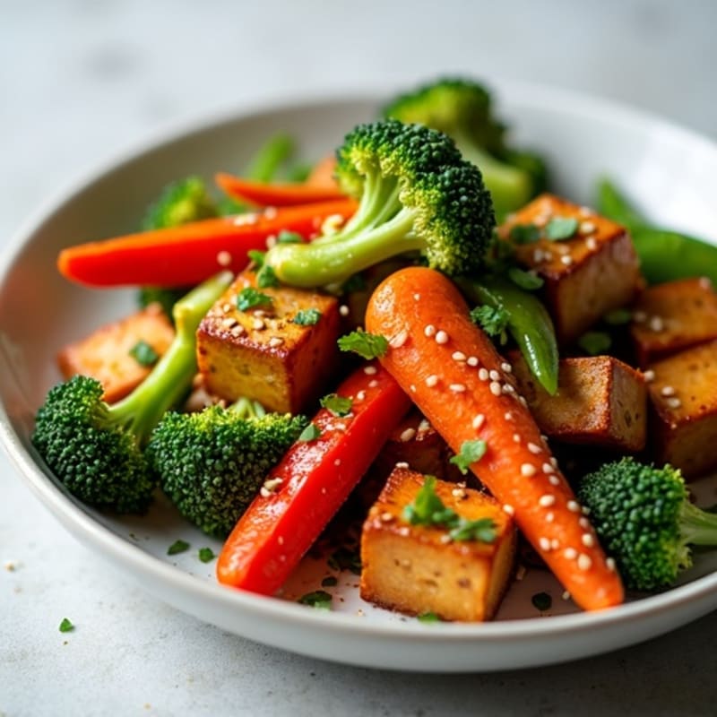 Sweet-Sticky Maple Tempeh with Sesame Vegetables