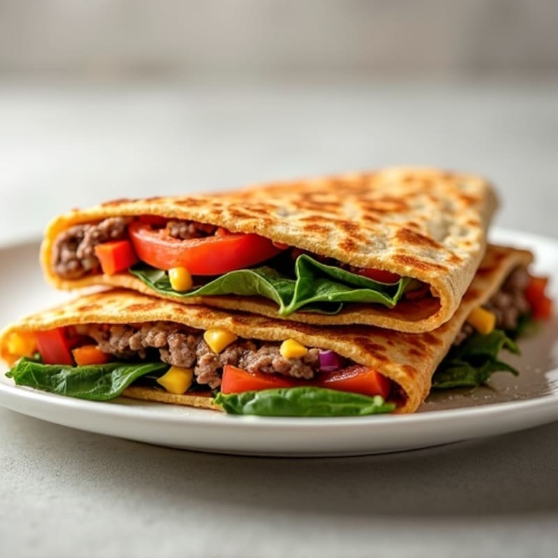 Crispy Whole Wheat Steak and Veggie Quesadillas