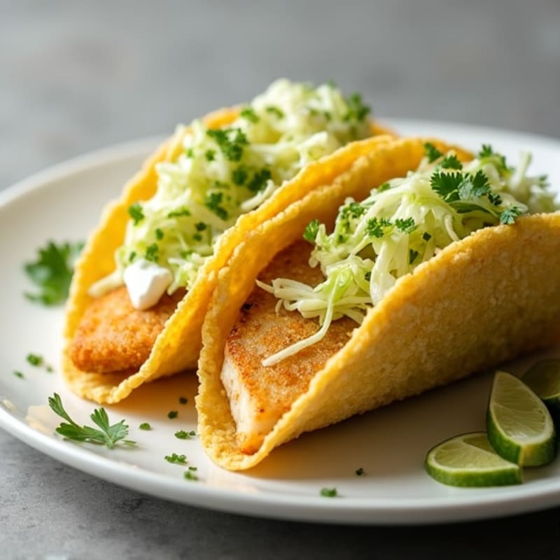 Crispy Baked White Fish Tacos with Fresh Lime Cabbage Slaw