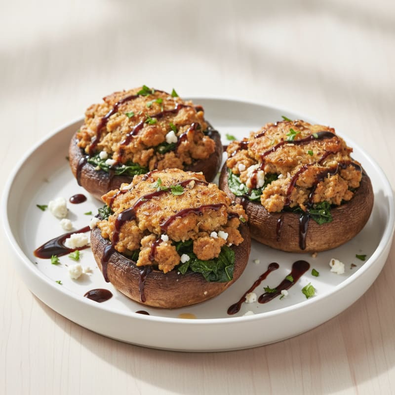 Herb-Stuffed Portobello Mushrooms with Balsamic Glaze