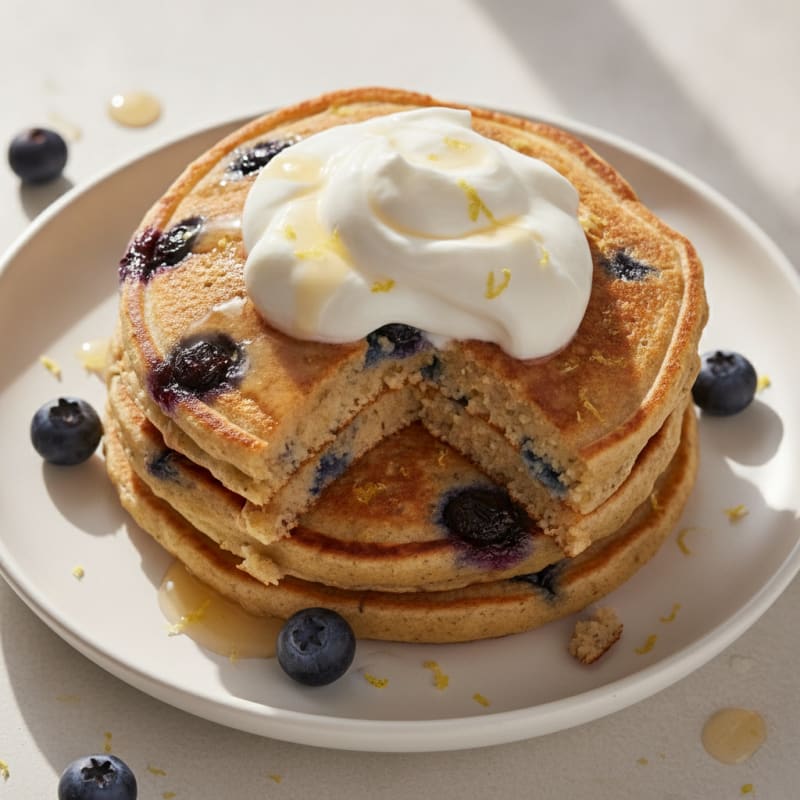 Blueberry Ricotta Pancakes with Lemon Zest