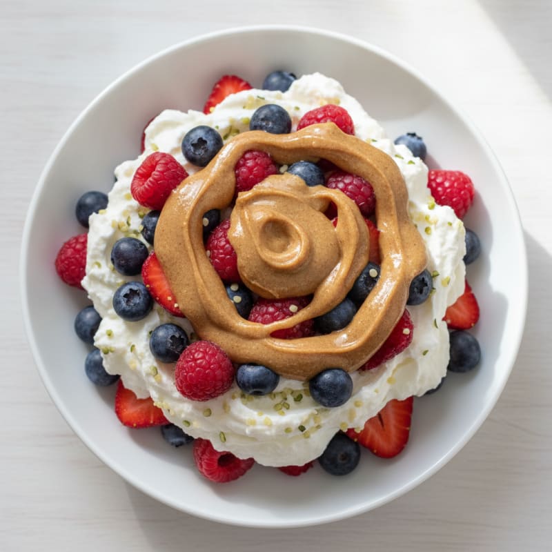Greek Yogurt Protein Parfait with Mixed Berries and Almond Butter