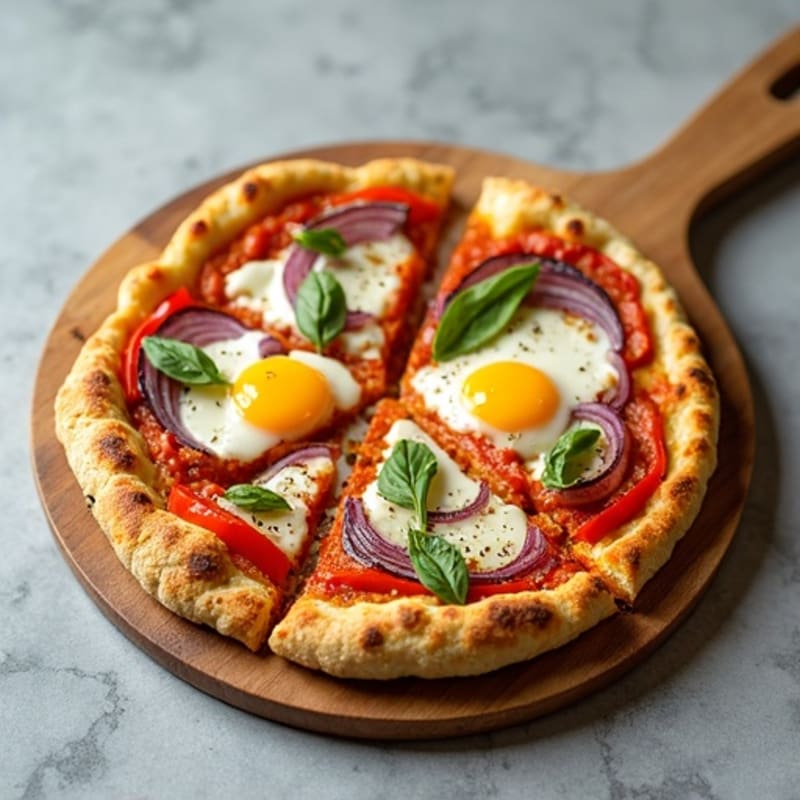 Crispy Cauliflower Crust Pizza with Roasted Vegetables and Lean Chicken