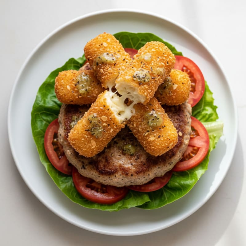 Crispy Mozzarella Stick Burger
