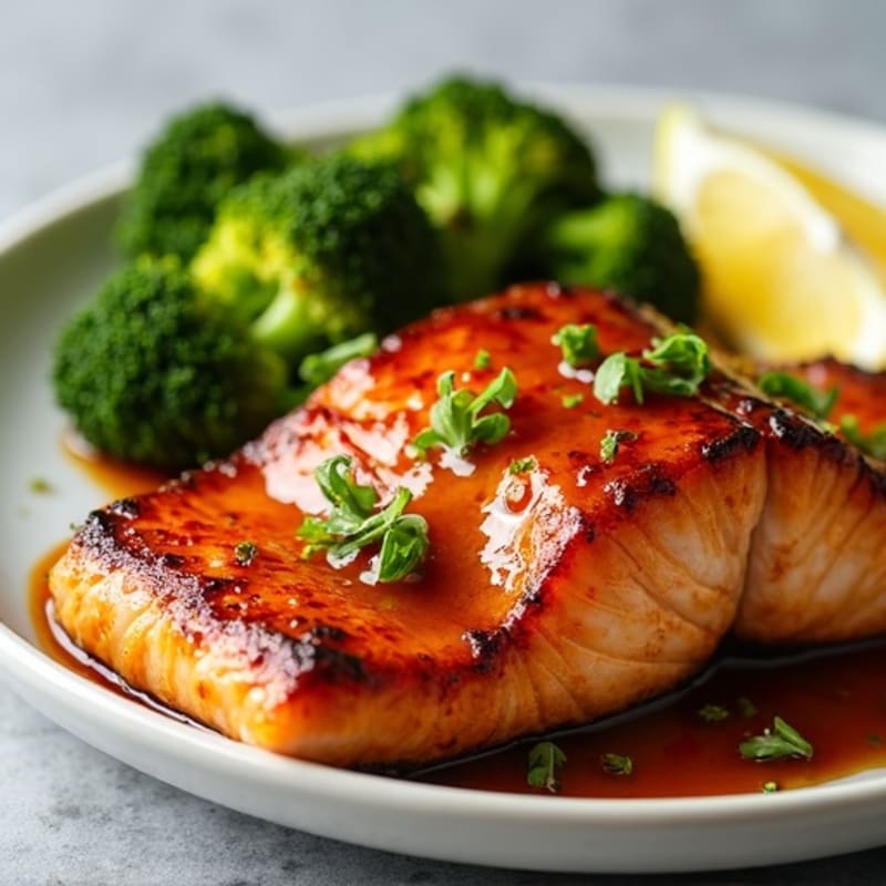 Pan-Seared Teriyaki Glazed Salmon with Roasted Broccoli