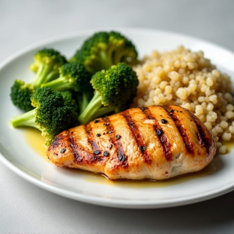 Grilled Chicken Breast with Roasted Broccoli and Quinoa