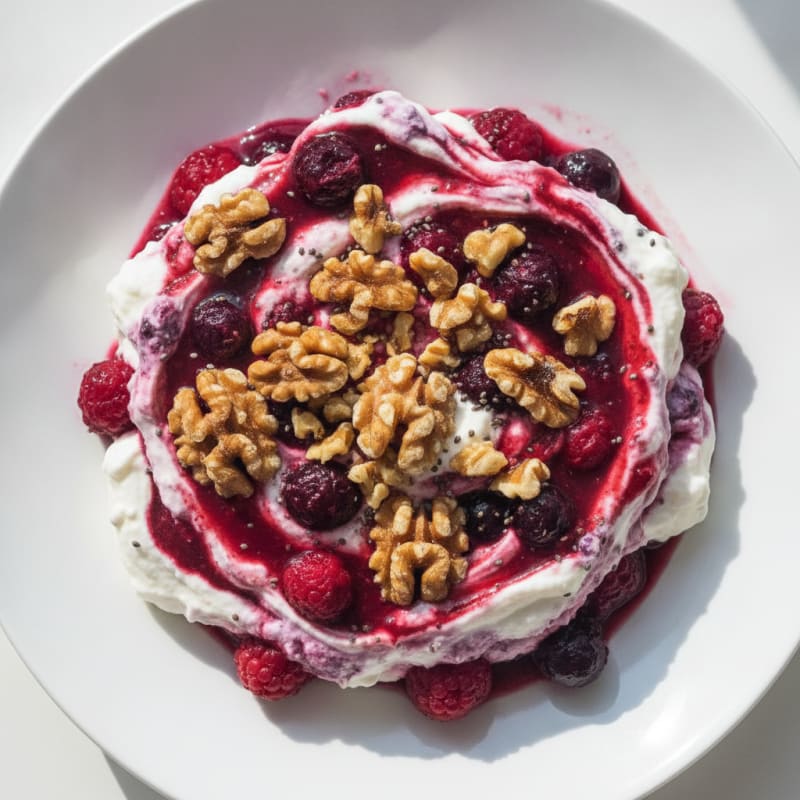 Greek Yoghurt Protein Mousse with Mixed Berries